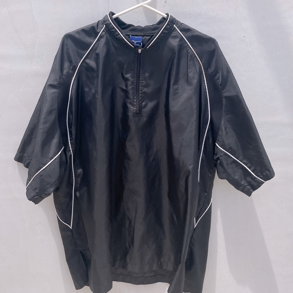 Mizuno Baseball/Golf Rain Jacket Mens SZ XL Black Short Sleeve 1/4 Zip
